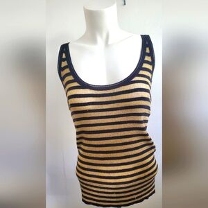 D&G dolce&gabbana- striped tank top gold metal / black - scoop neck